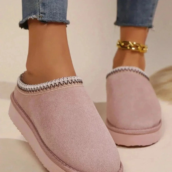 Baby Pink Women's Ultra-Soft Plush Cozy Anti-Slip Slip-On Slippers - Picture 2 of 6